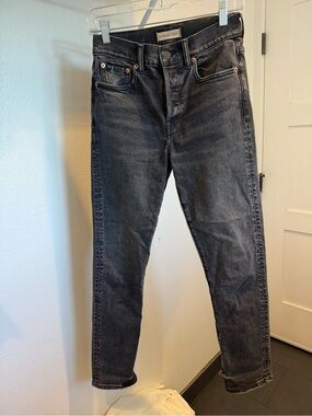 American Eagle Outfitters Straight Leg Jeans - Washed Black Denim
